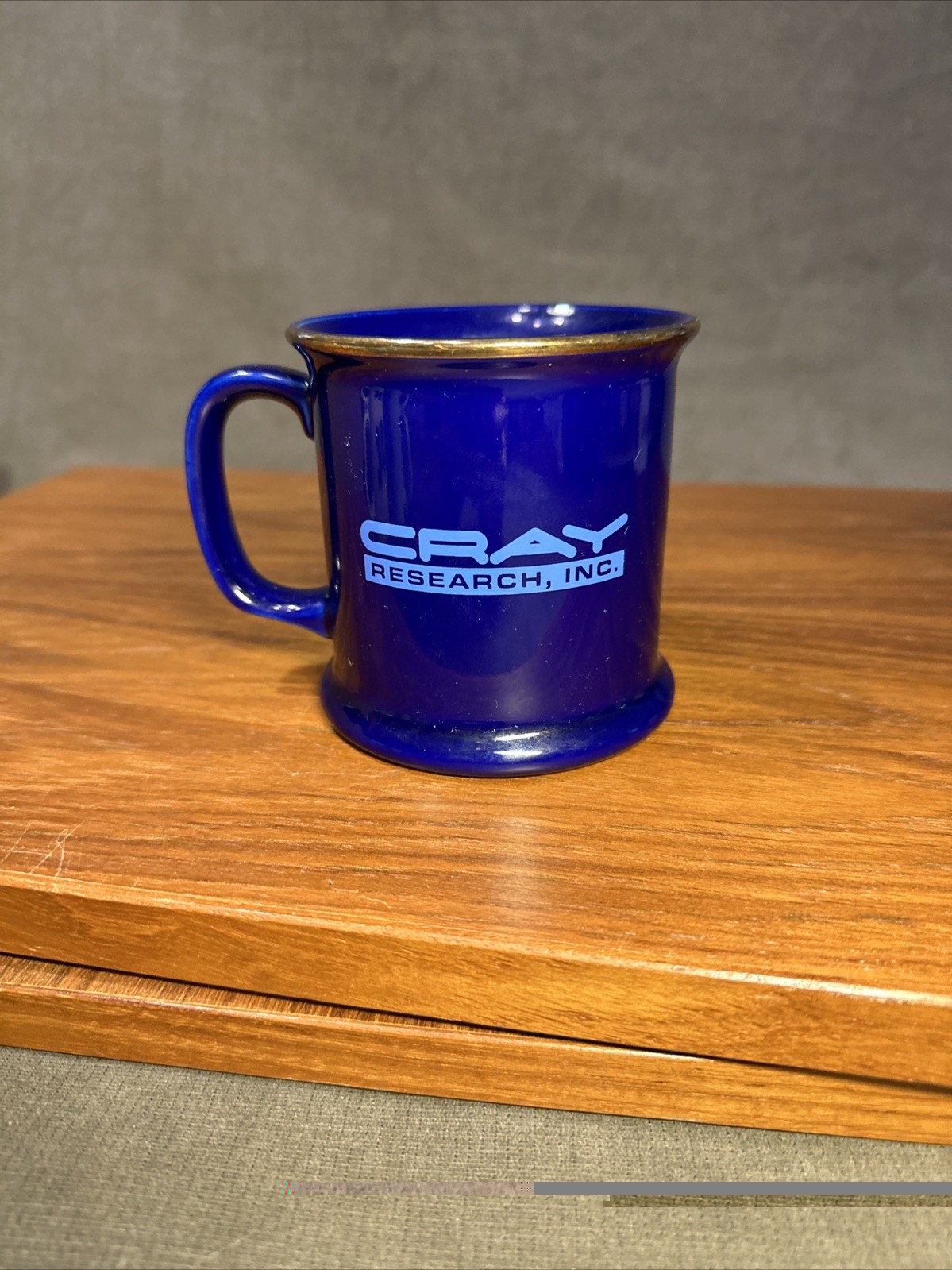 Cray Research, Inc. Coffee Mug Blue With Gold Trim