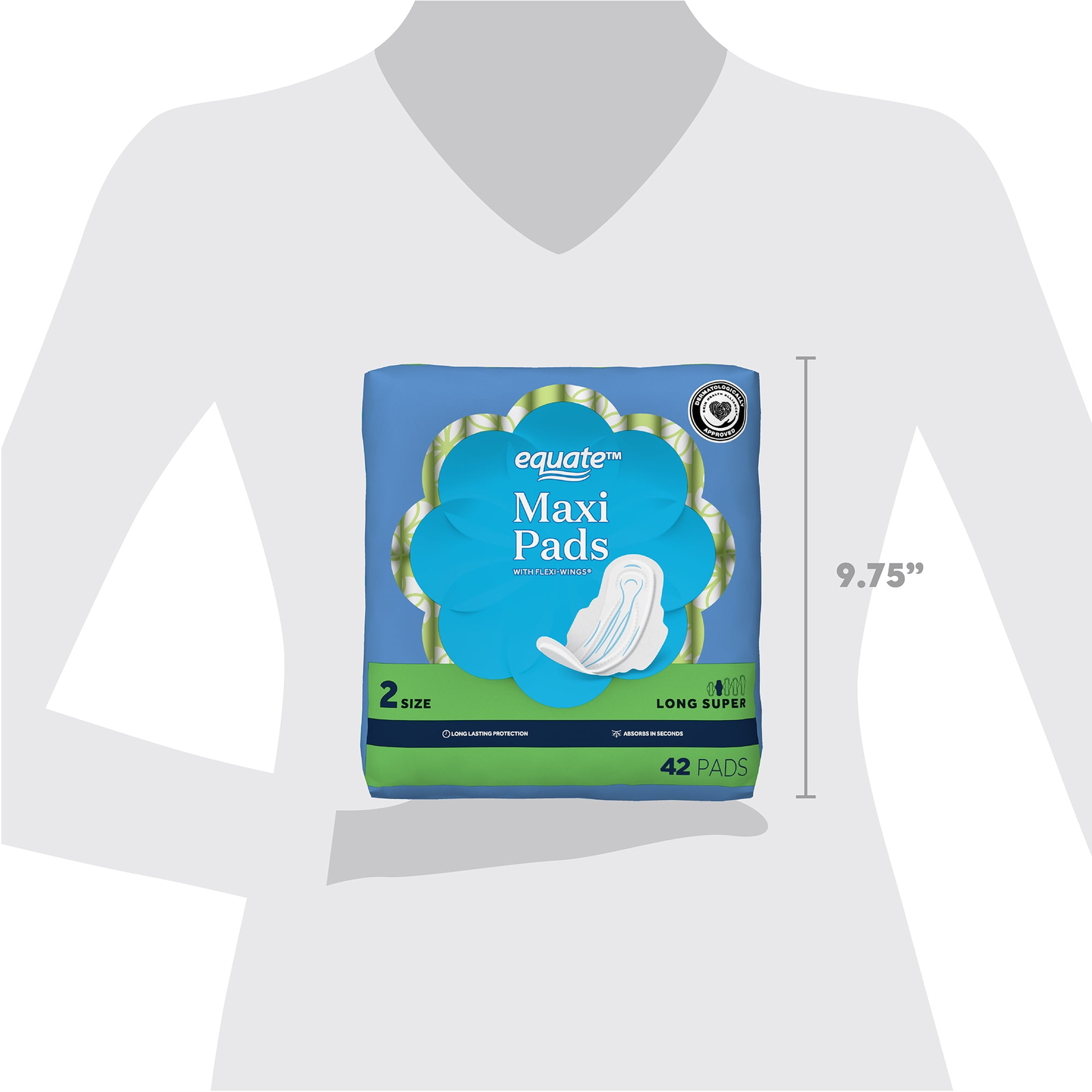 Maxi Pads with Flexi-Wings, Unscented, Long Super, Size 2 (42 Count)