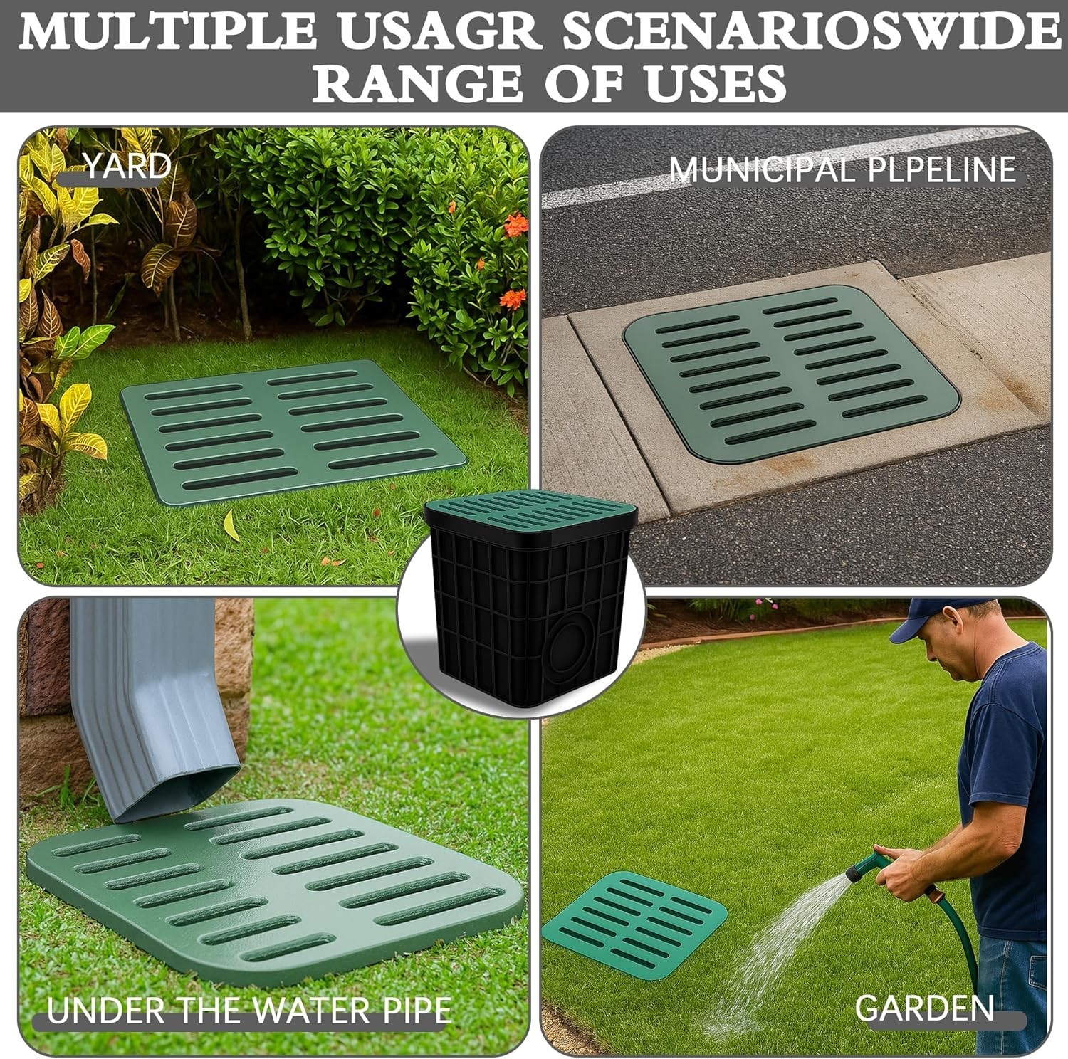 Catch Basin with Grate  large for Yard/Lawn Large Catch Basin for Drainage