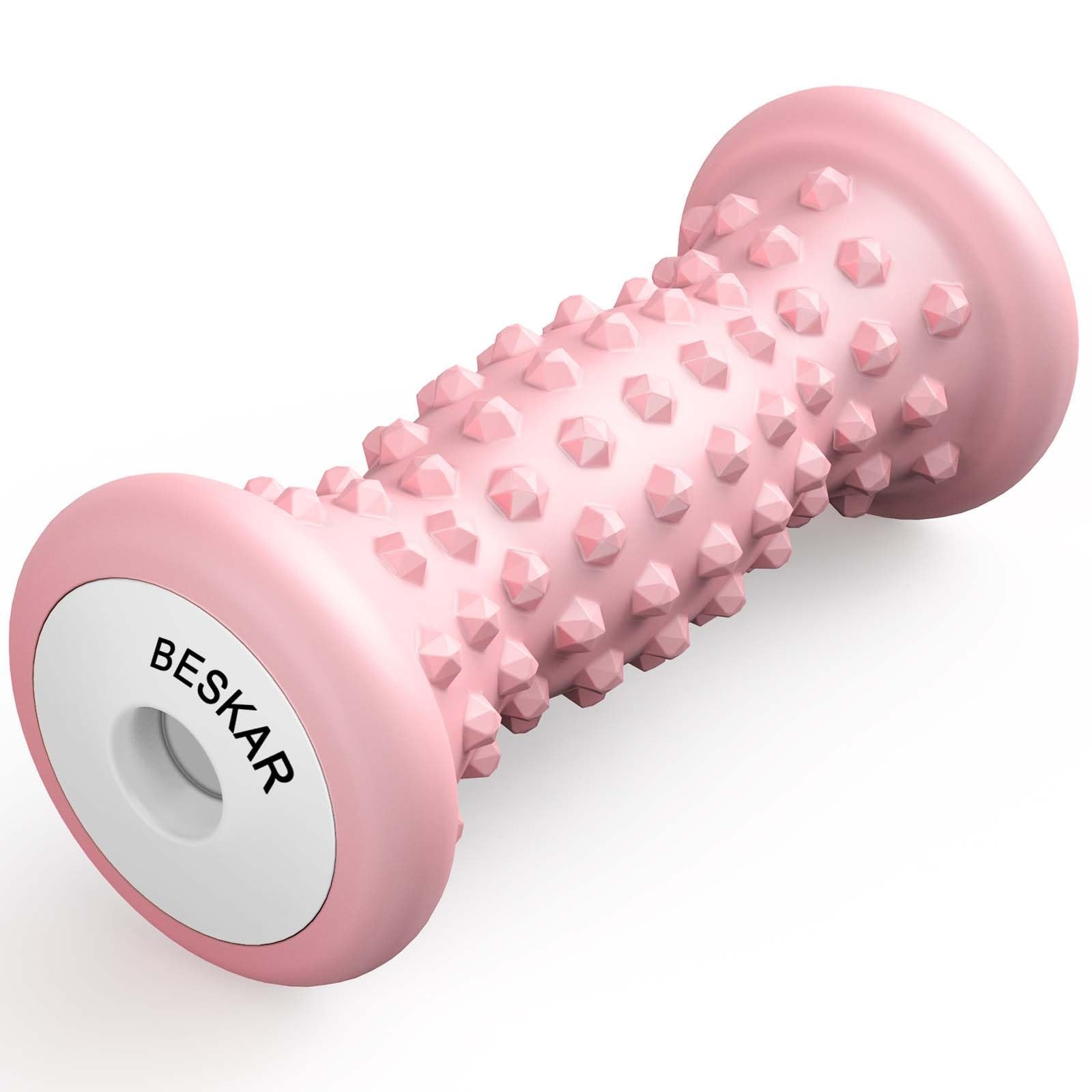 BESKAR Foot Massager Roller for Plantar Fasciitis Relief, Portable Feet Pink