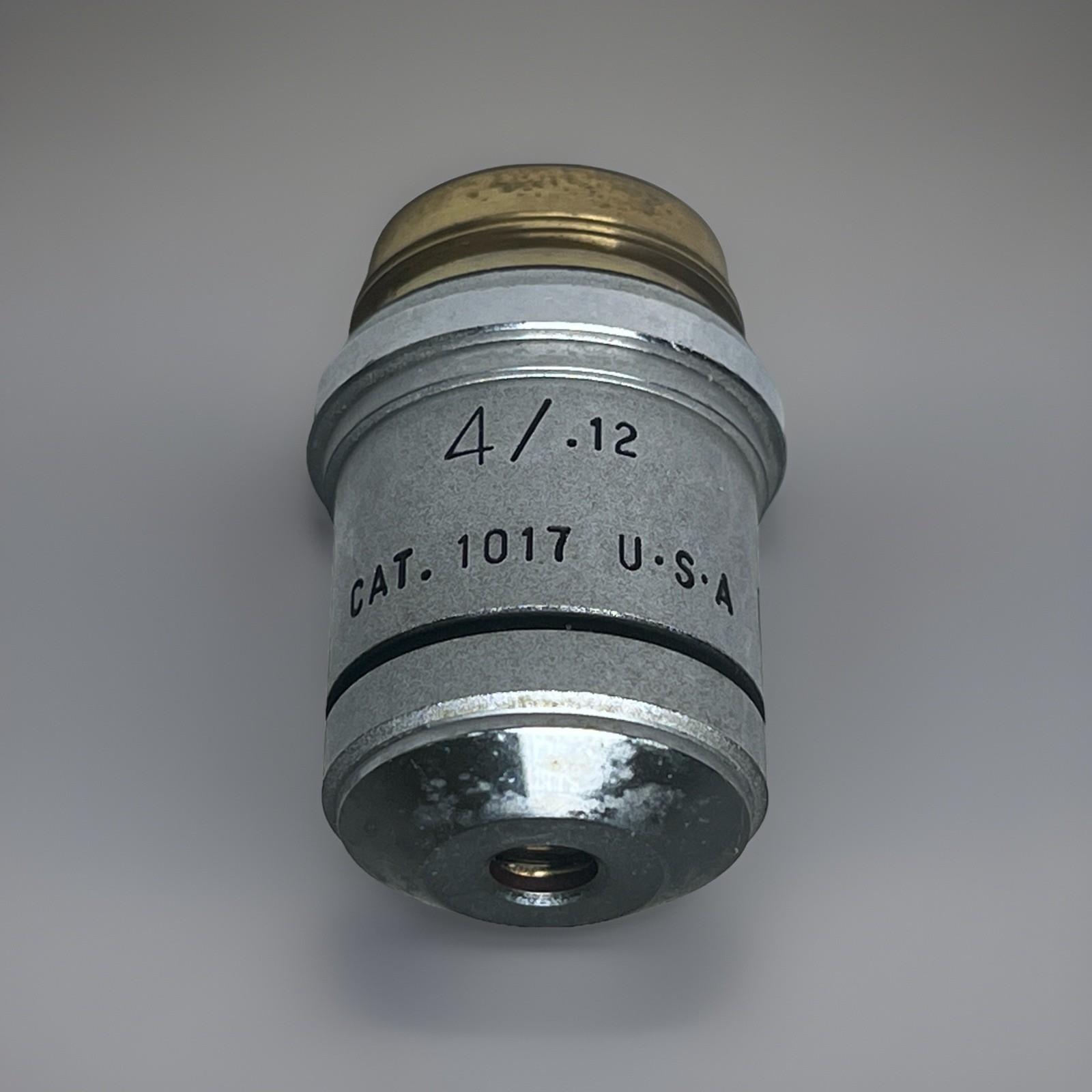AO Spencer Microscope Objective PLAN ACHRO 4/.12 1017 Used