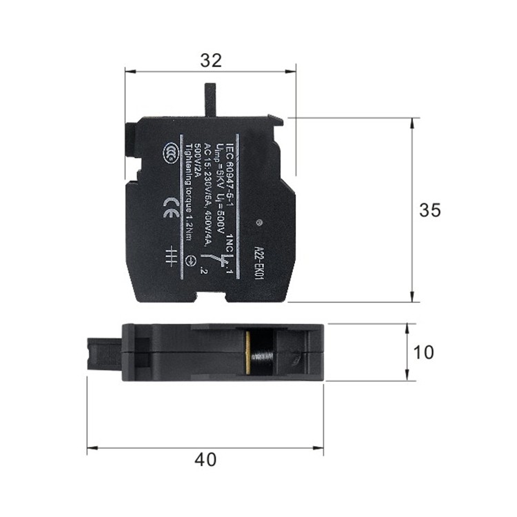 10pcs New For A22-EK10 NO A22-EK01 NC Button Contacts Module