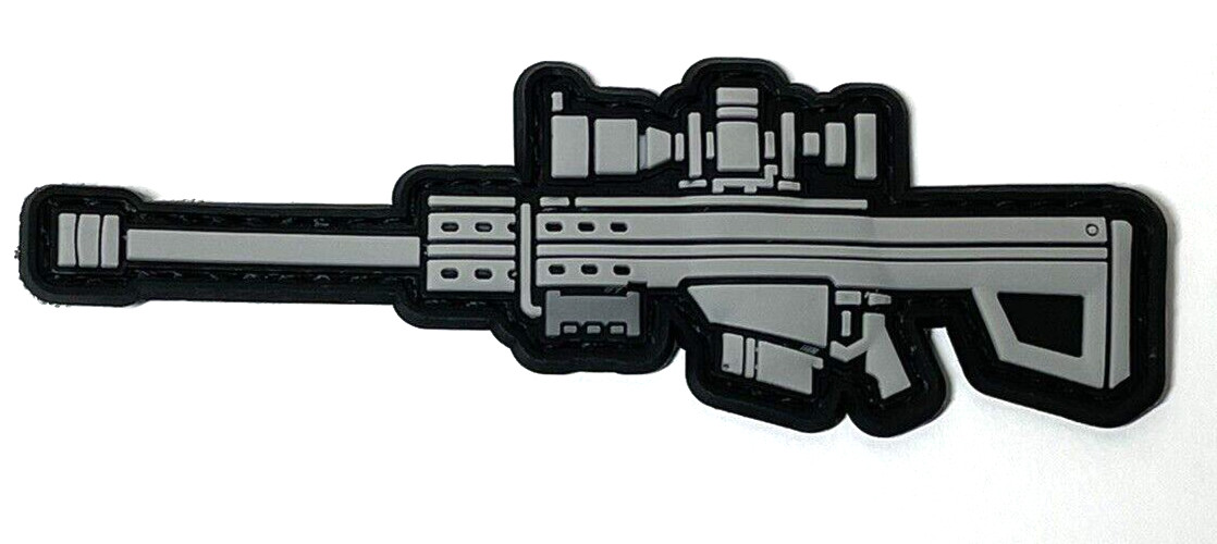 Barrett 50 Cal PVC Gun Patch, Tactical Sniper Rifle Morale Patch, Hook & Loop