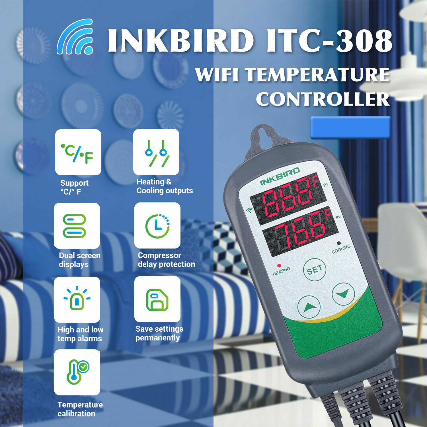 Inkbird Digital Temperature Controller WIFI 308 Programmable Thermostat Switch