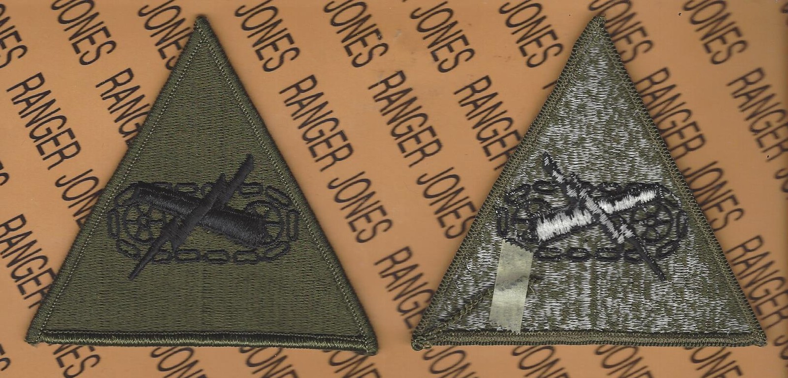 US Army ARMORED FORCES OD Green & Black BDU ~3.5" uniform patch m/e