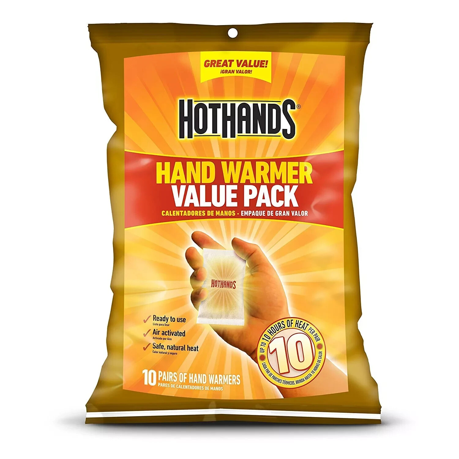 HotHands Hand Warmer 10 Pair Value Pack Piece - 10 Hour Chemical Packets 04/2027