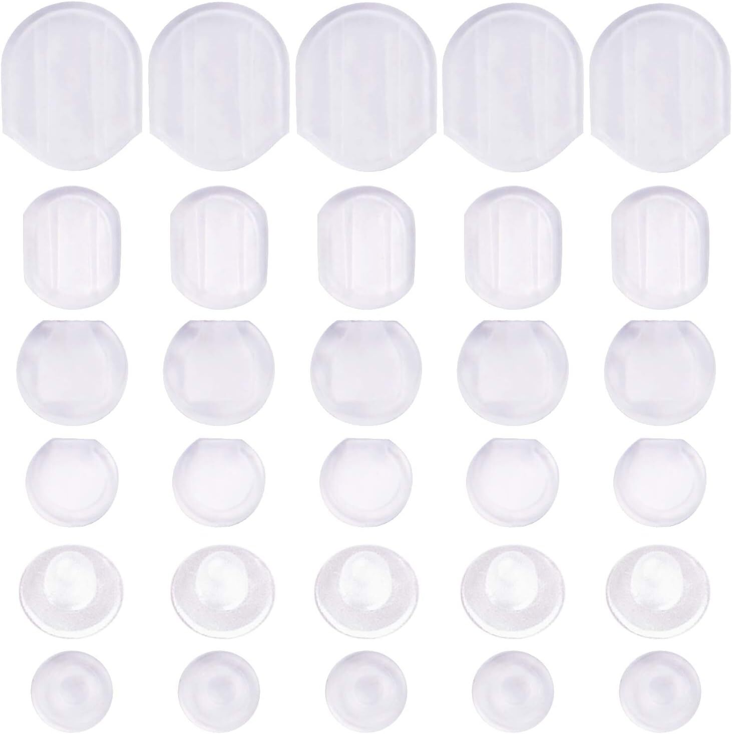 Earring Pads,60 Pieces 6 Sizes Comfort Earring Cushions Pads Silicone for Clip-o