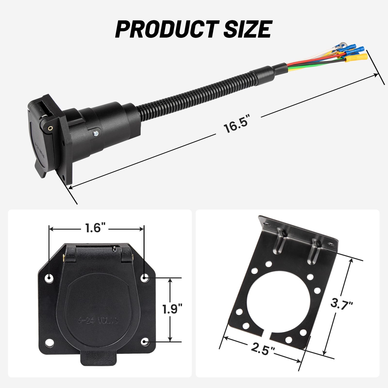 MECMO 7 Way RV Trailer Light Connector Socket 7 Pin Wire Electrical Trailer...