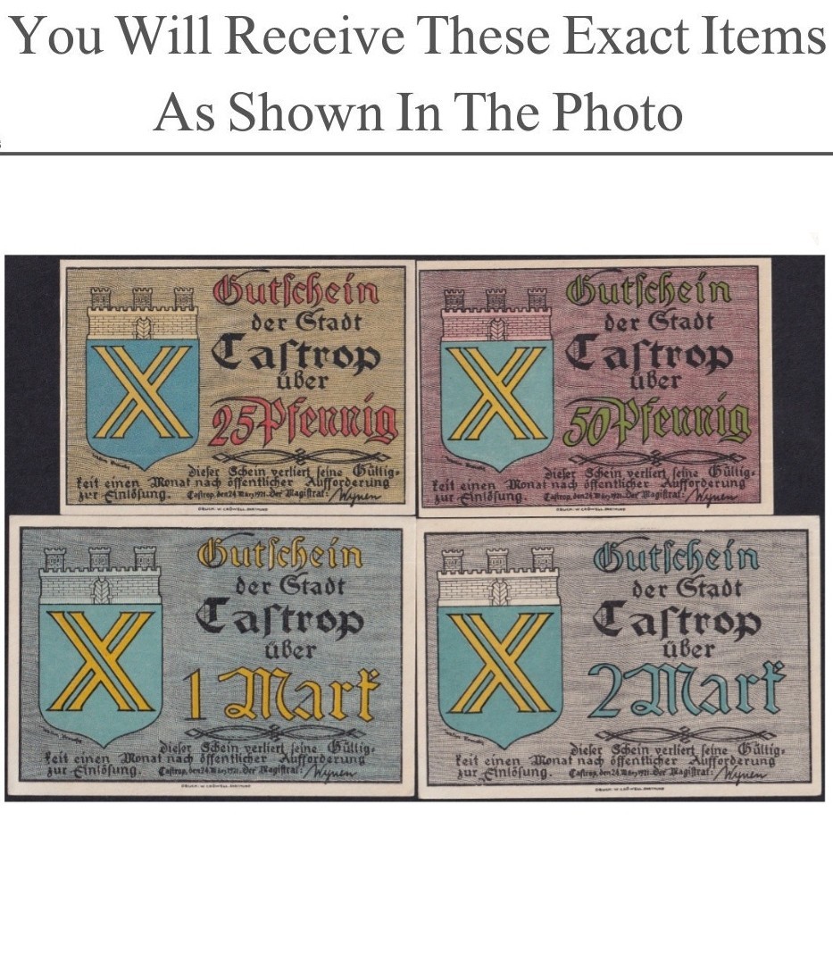 Germany Notgeld CASTROP 25 50 Pfennig 1 2 Mark 1921 Set 4 pcs
