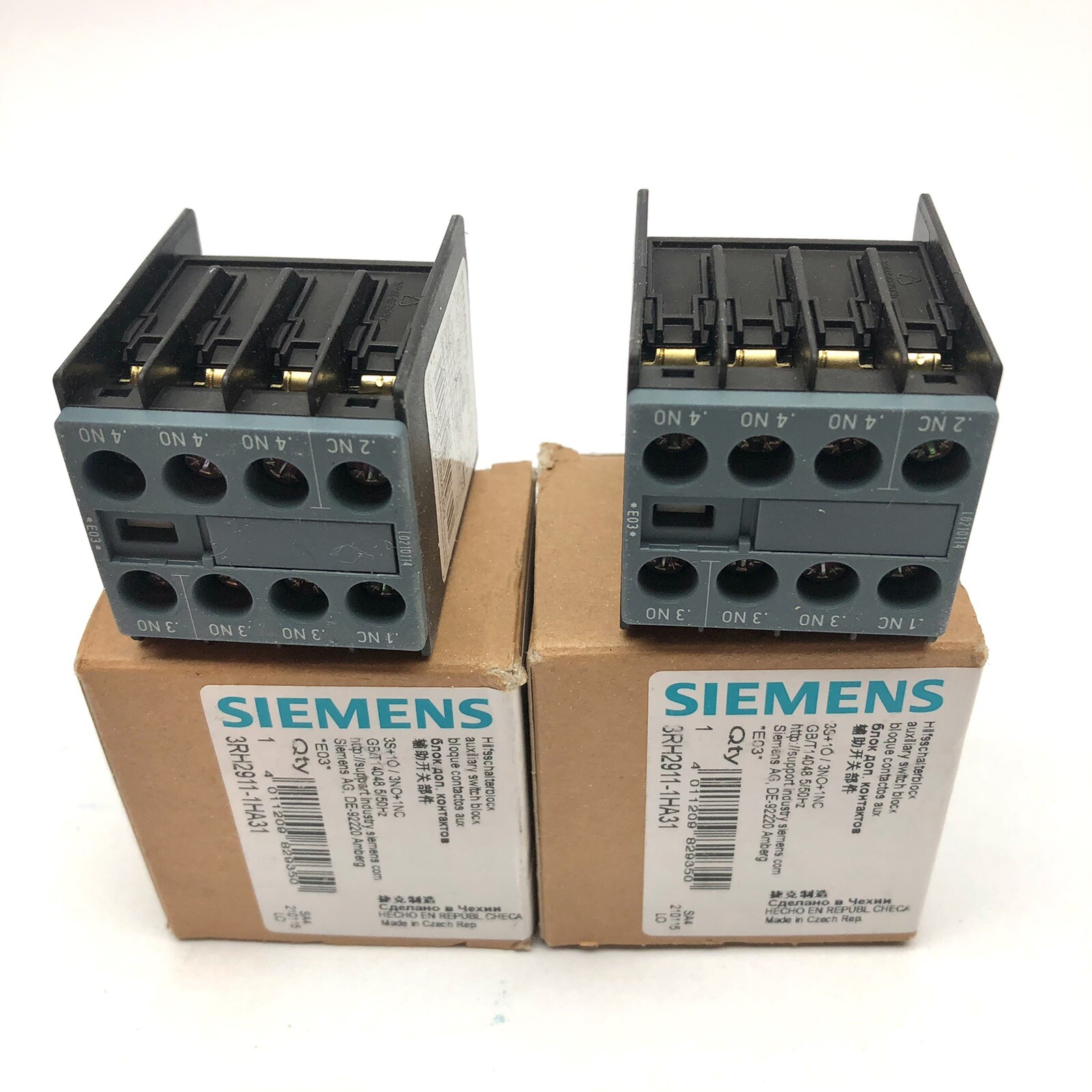 LOT OF 2 SIEMENS 3RH2911-1HA31 AUXILIARY SWITCH BLOCK