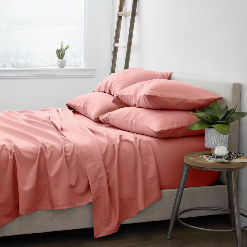 6-Piece Solid Clay Full Bed Sheet Set Free Shipping New