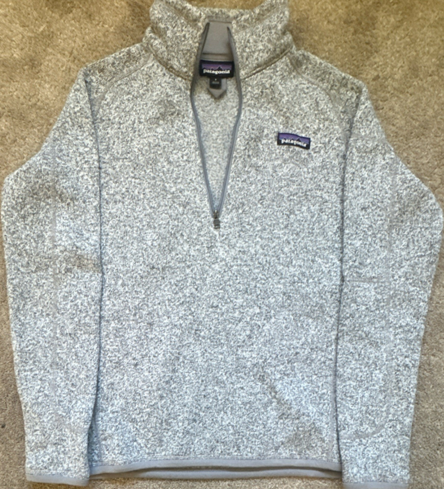 Patagonia Gray Marl 1/4 Zip Mock Neck Pullover Sweater Men's Long Sleeve S