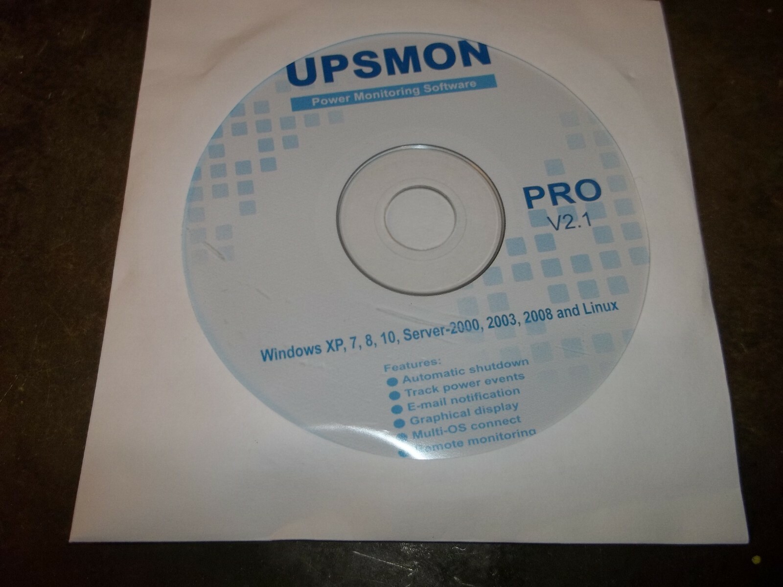 UPSMON PRO V2.1 POWER MONITORING SOFTWARE CD-ROM WINDOWS XP 7 8 10 LINUX (199-1)