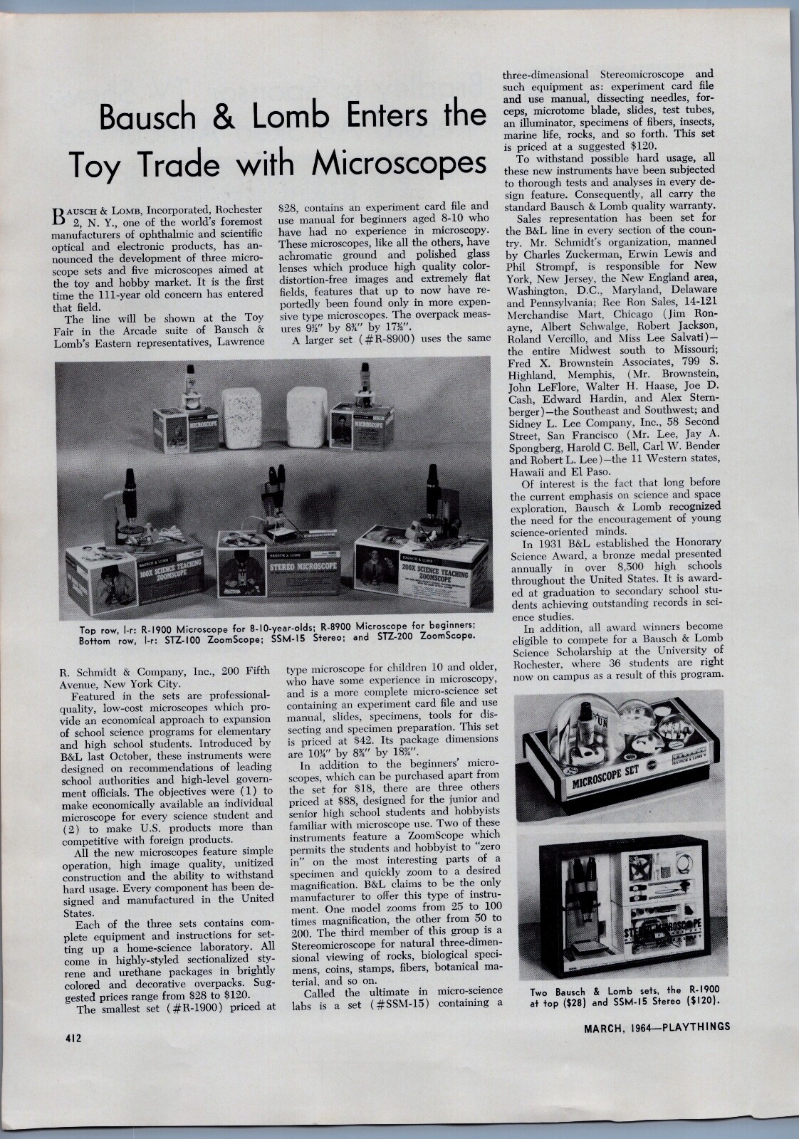 1964 Vintage Toy Article - Bausch & Lomb Microscope Sets Stereo Science Kits