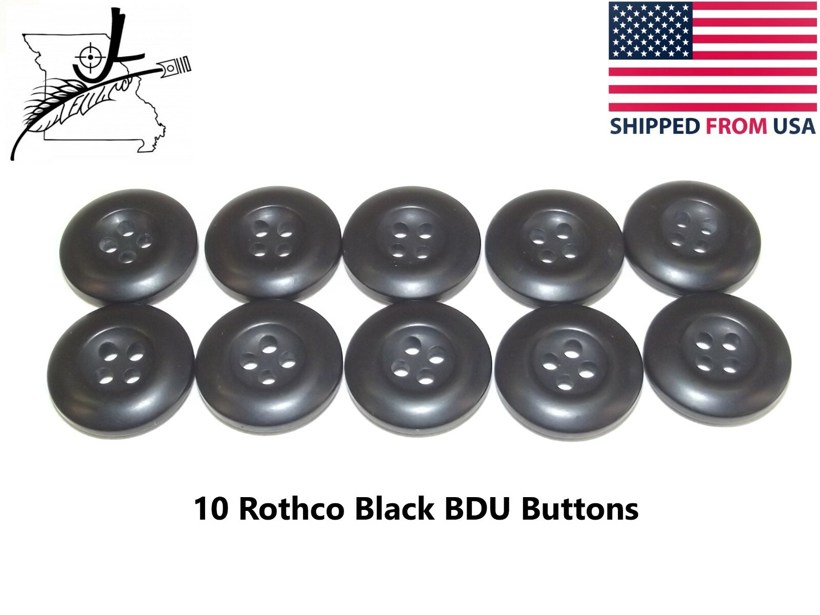 10 Rothco 3/4" Black BDU Military Buttons Camouflage Dress Replacement Button FS