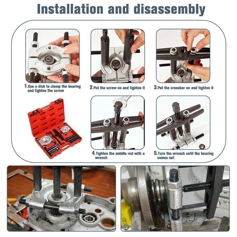12PCS Heavy Duty Bearing Separator Removal Tool Kit Wheel Hub Axle Puller - Set