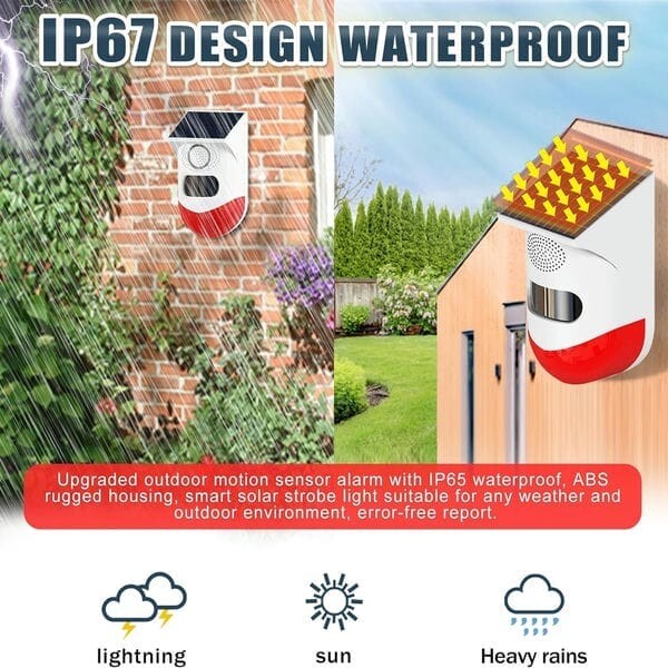 Outdoor Alarm with Solar Panel Pir