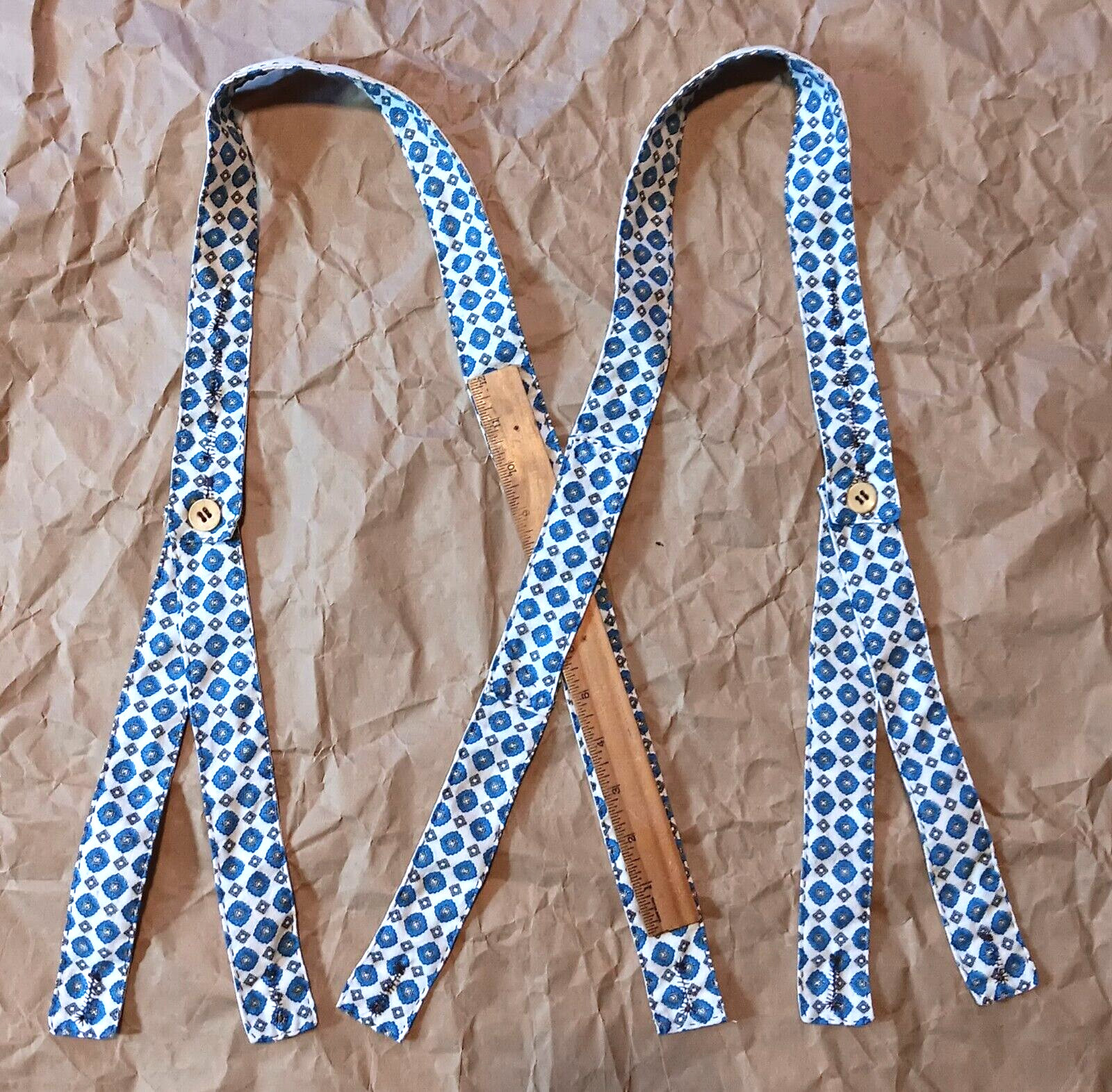 Civil War Braces SALE SALE on WHITE BLUE SQUARE Cotton  Hand Sewn Union Rebel