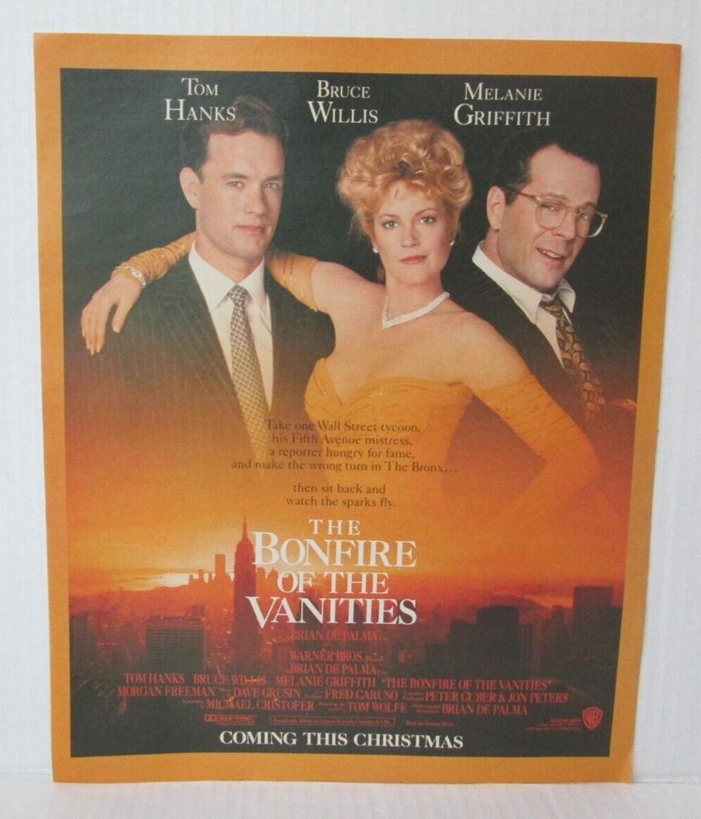 THE BONFIRES OF THE VANITIES MOVIE Vintage 10"X12" Magazine Ad 1990's RSL11
