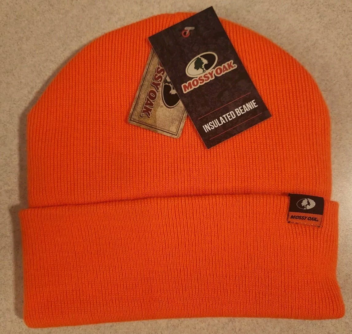 Mossy Oak Adult BLAZE ORANGE Acrylic Beanie Hat HUNTING HIGH VISIBILITY #10725