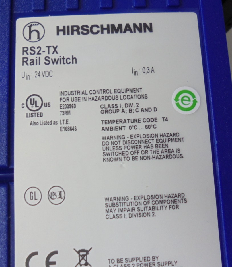 Hirschmann RS2-TX 8 Port Rail Switch Broken Clip