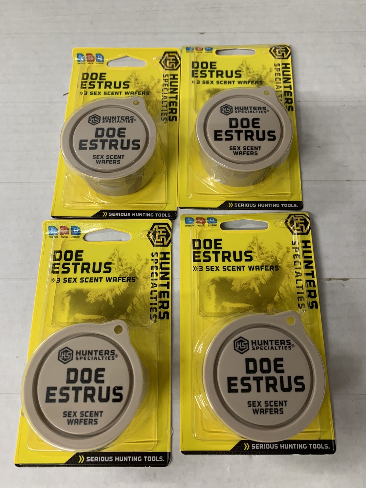 (x4)-Hunters Specialties No Mess Reusable Doe Estrus Sex Scent Wafers Lot
