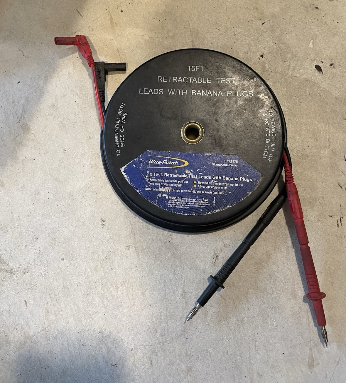 Snapon (Blue-Point Brand) YA1175 15 ft Retractable Test Leads 4mm Banana Plug