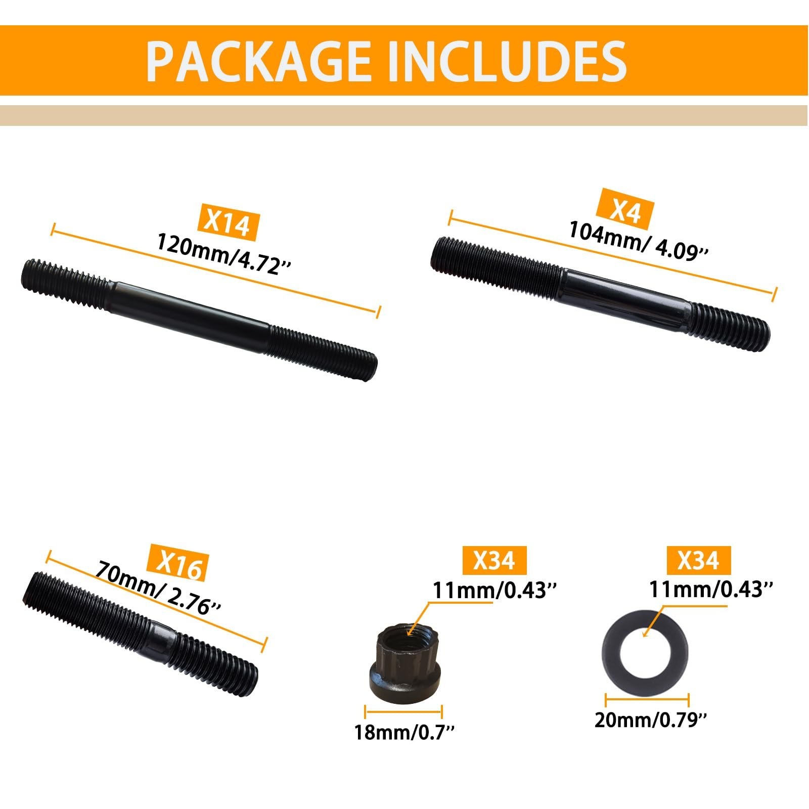 12-Point Cylinder Head Stud Kit Replacement for Chevy Small Block SBC | 265 2...