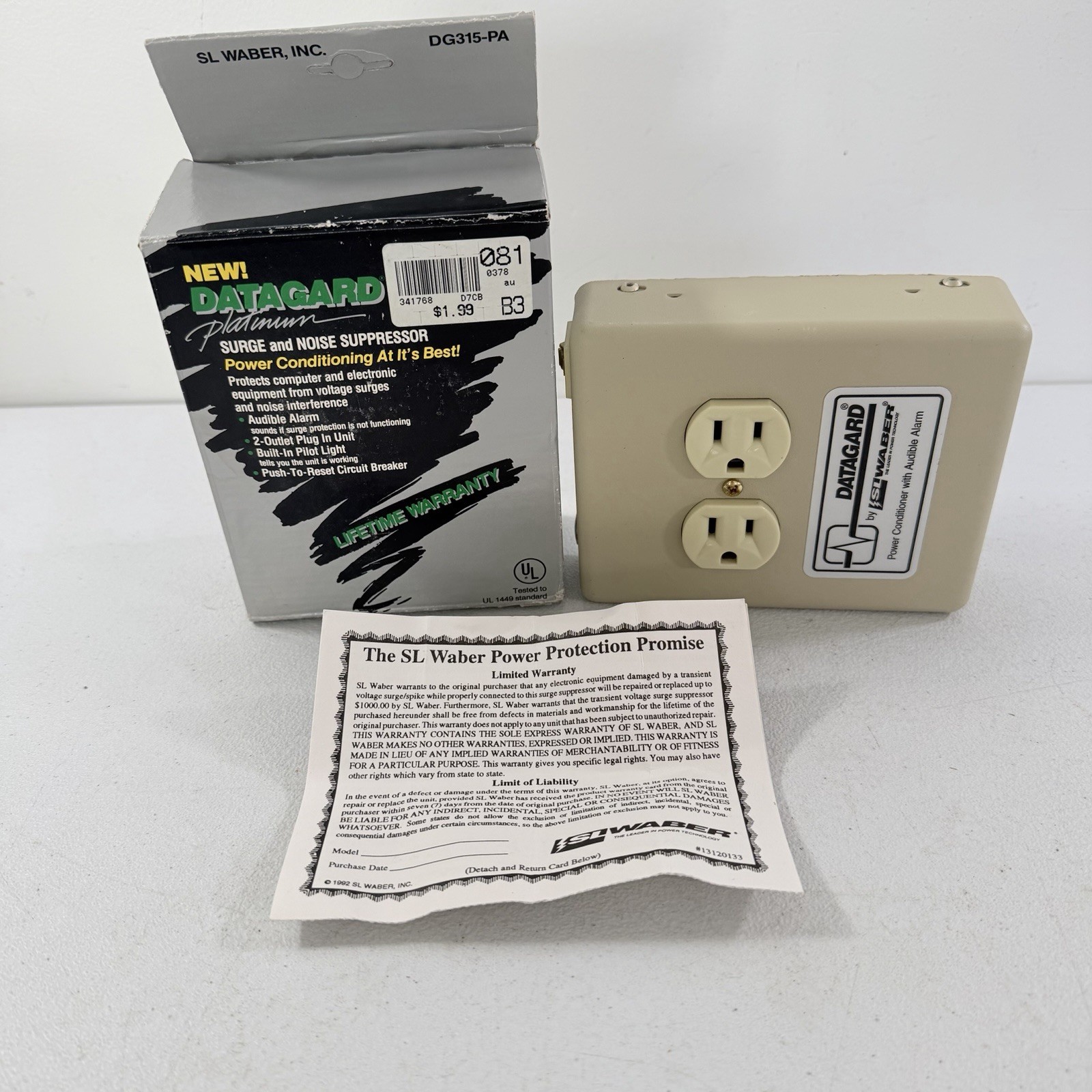 SL Waber Dataguard DG315-PA Line Monitor Power Conditioner W/ Alarm NEW