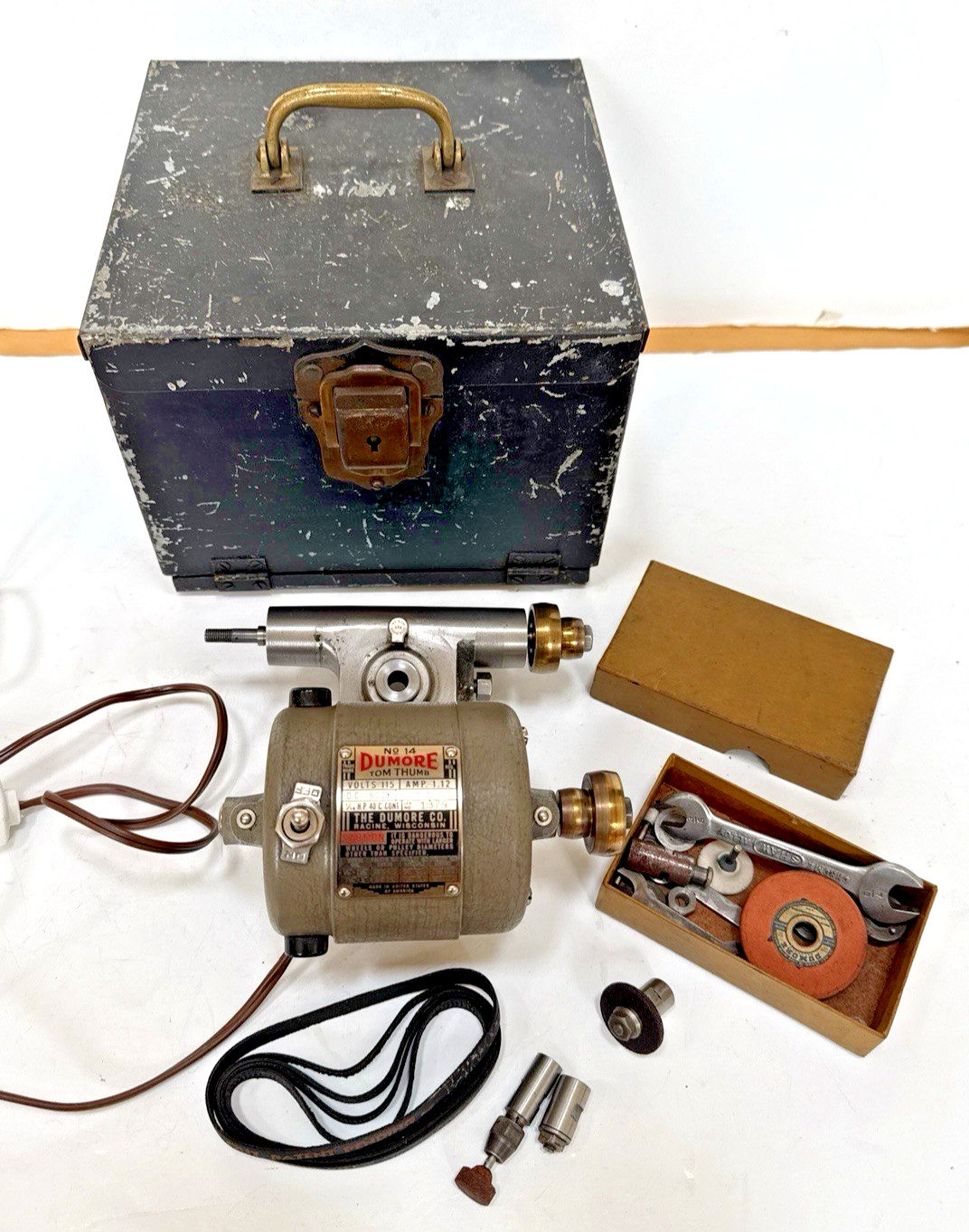 Dumone No. 14 Tool Post Grinder w/ Metal Carry Case - TESTED    VERY GOOD COND