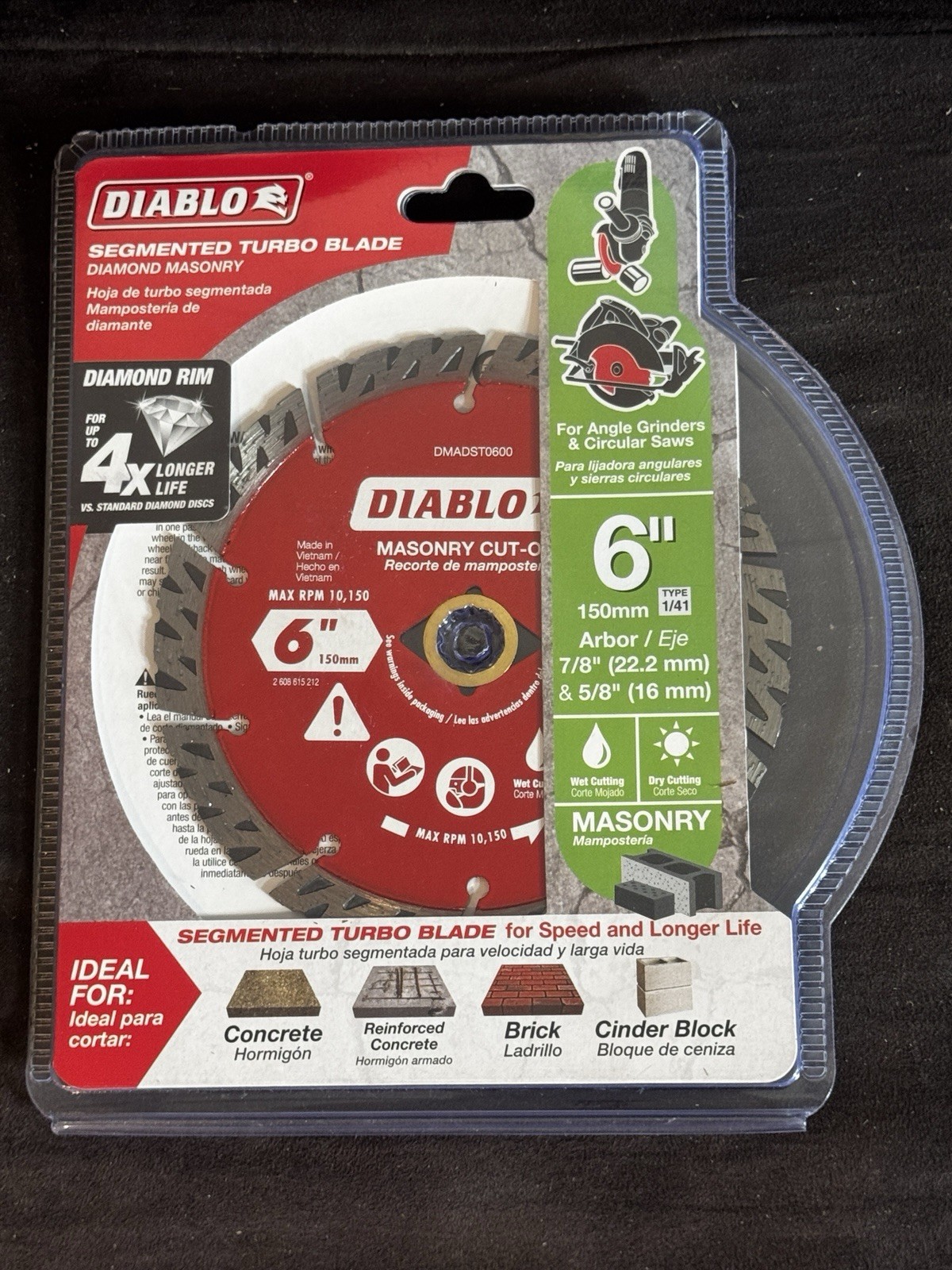 Diablo DMADST0600 6 in. Diamond Segmented Turbo Cut-Off Disc for Masonry