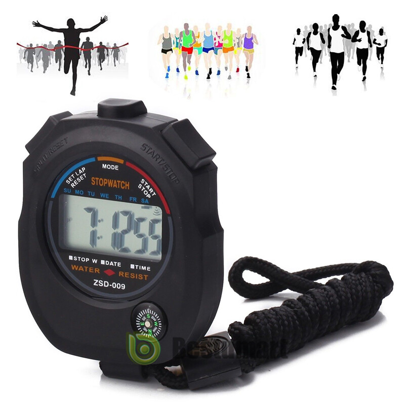 New Digital Stopwatch Sports Counter Chronograph Date Timer Odometer Watch
