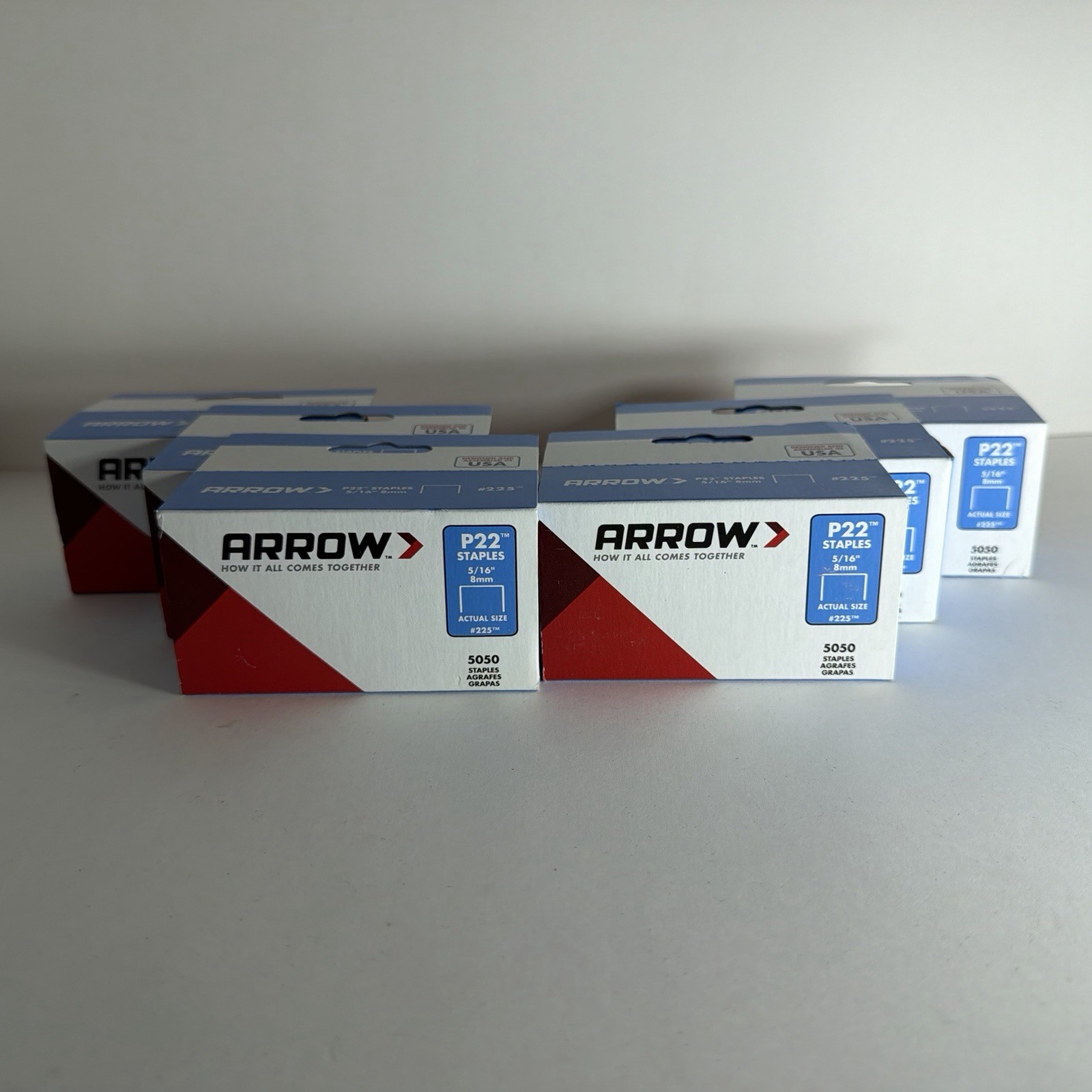 Arrow Fastener #225 Genuine P22 5/16-Inch / 8mm Staples (5,050 Staples) Lot Of 6
