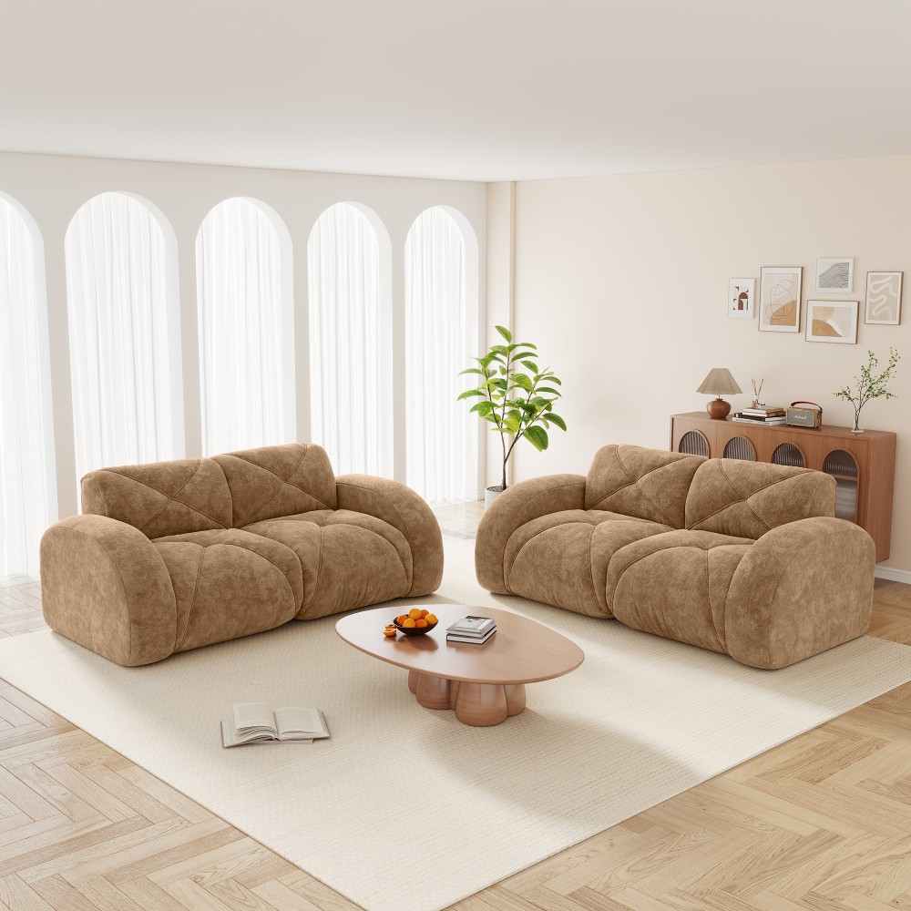 Comfy Velvet Cloud Couch 4-Seater Modular Sofa Set No Assembly