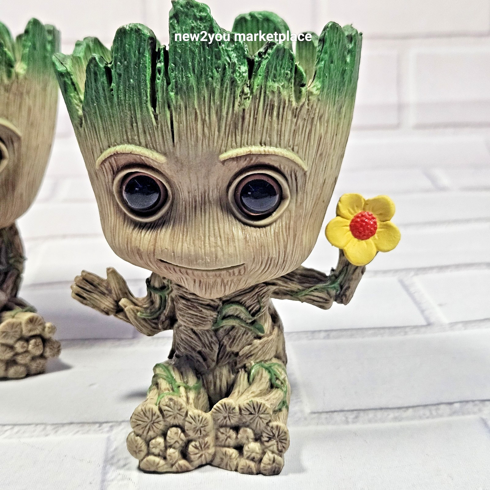 2 Baby Groot Flowerpots 5.5" Tall, Used As A Pen Holder Also succulents