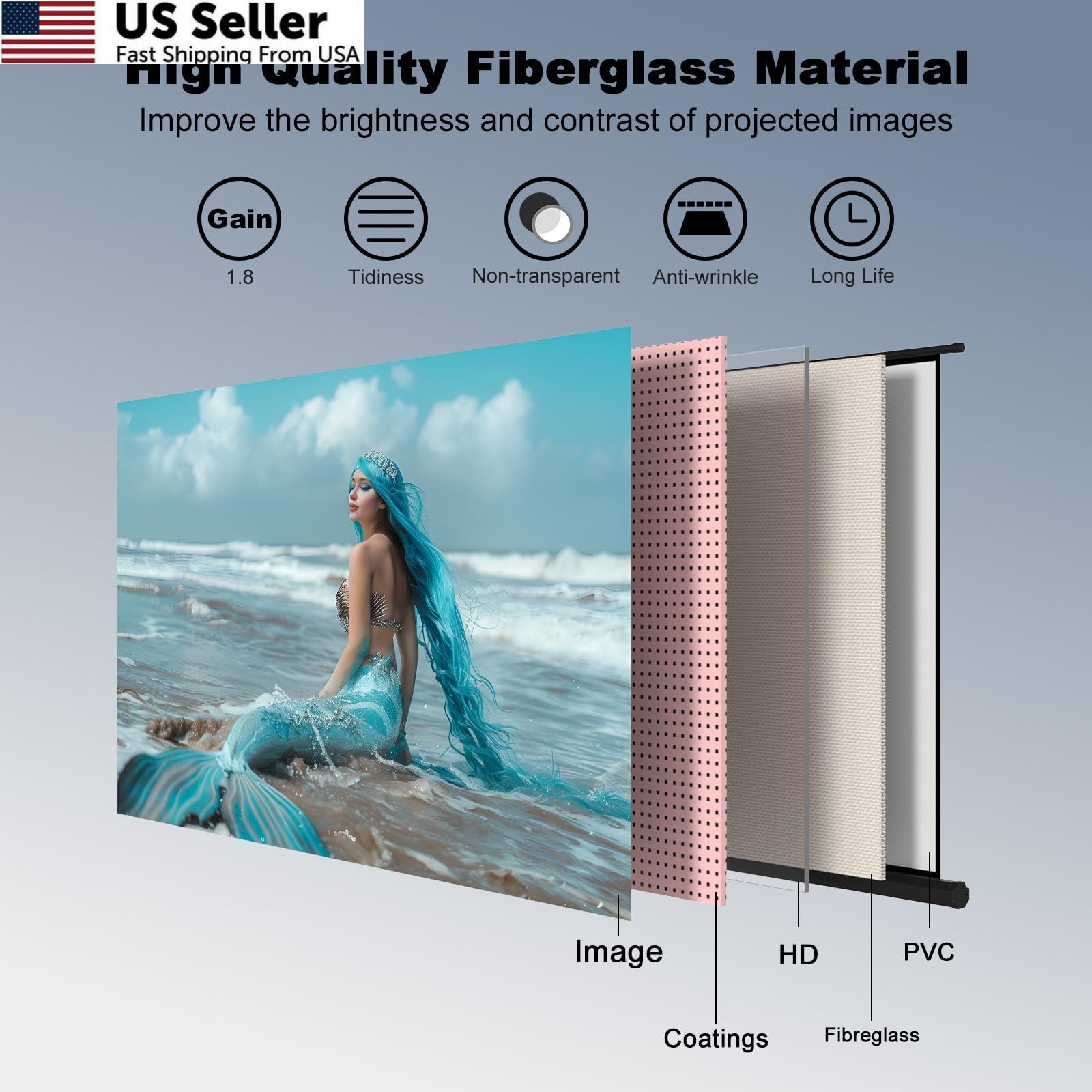 SCREENMAX Outdoor Projector Screen with Stand Tripod, 60 inch 16:9, white