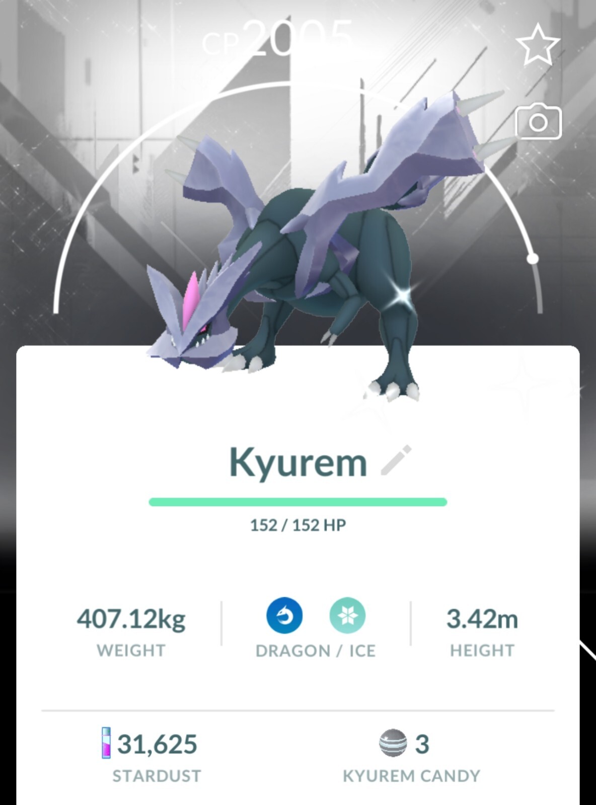 Shiny Kyurem white background 20kStardust  PTCs Read Description
