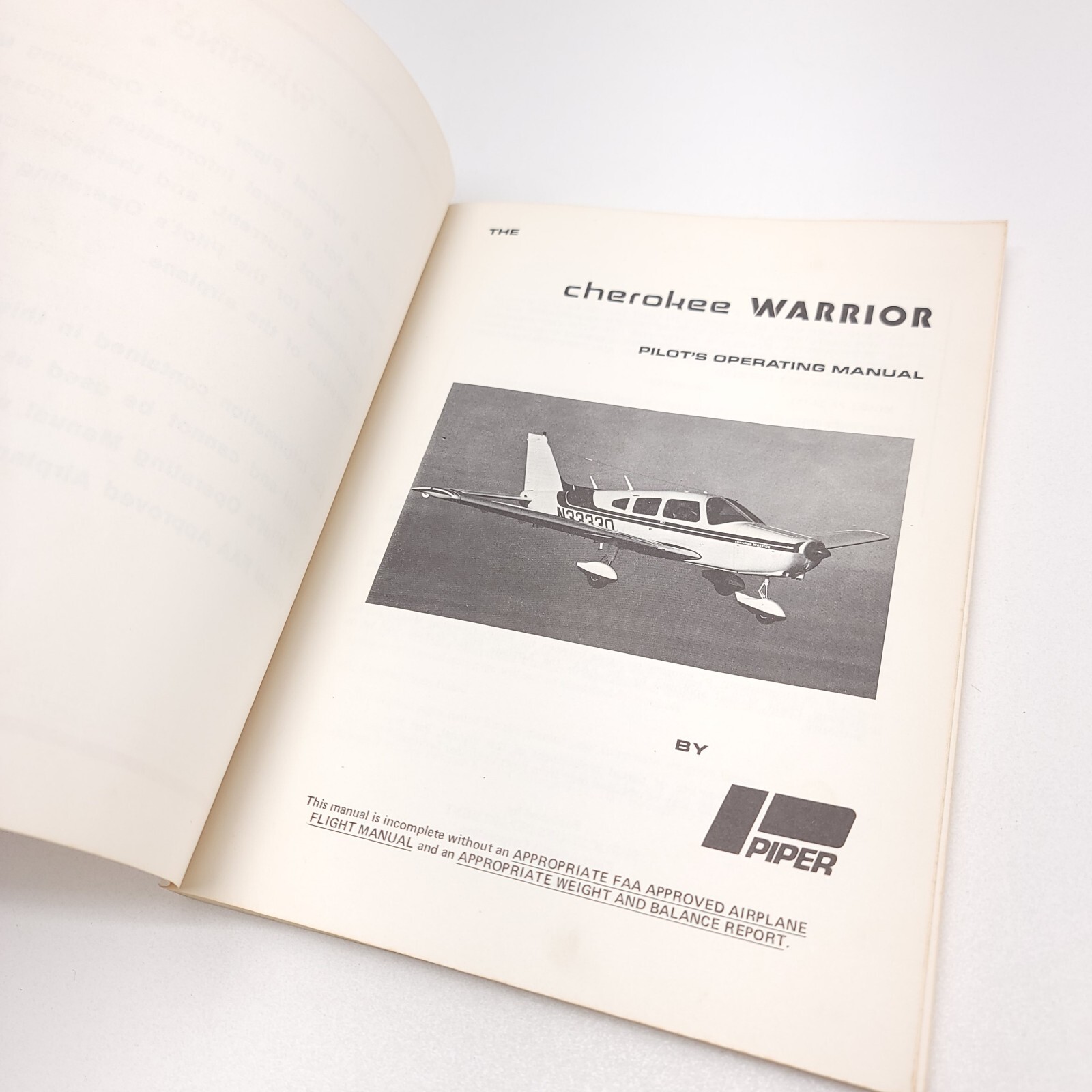 Piper Cherokee Warrior Pilot Operating Information Manual 1973