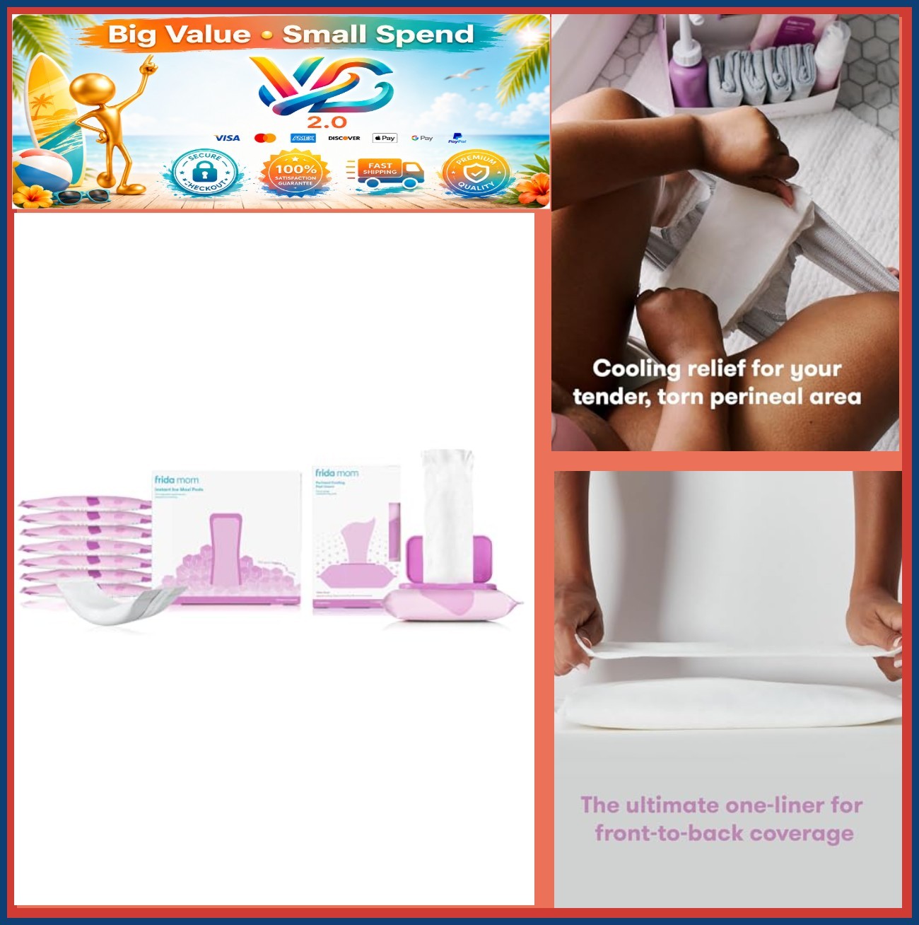 NEW Witch Hazel Perineal Cooling Pads Postpartum Set 32 Count Ice Maxi