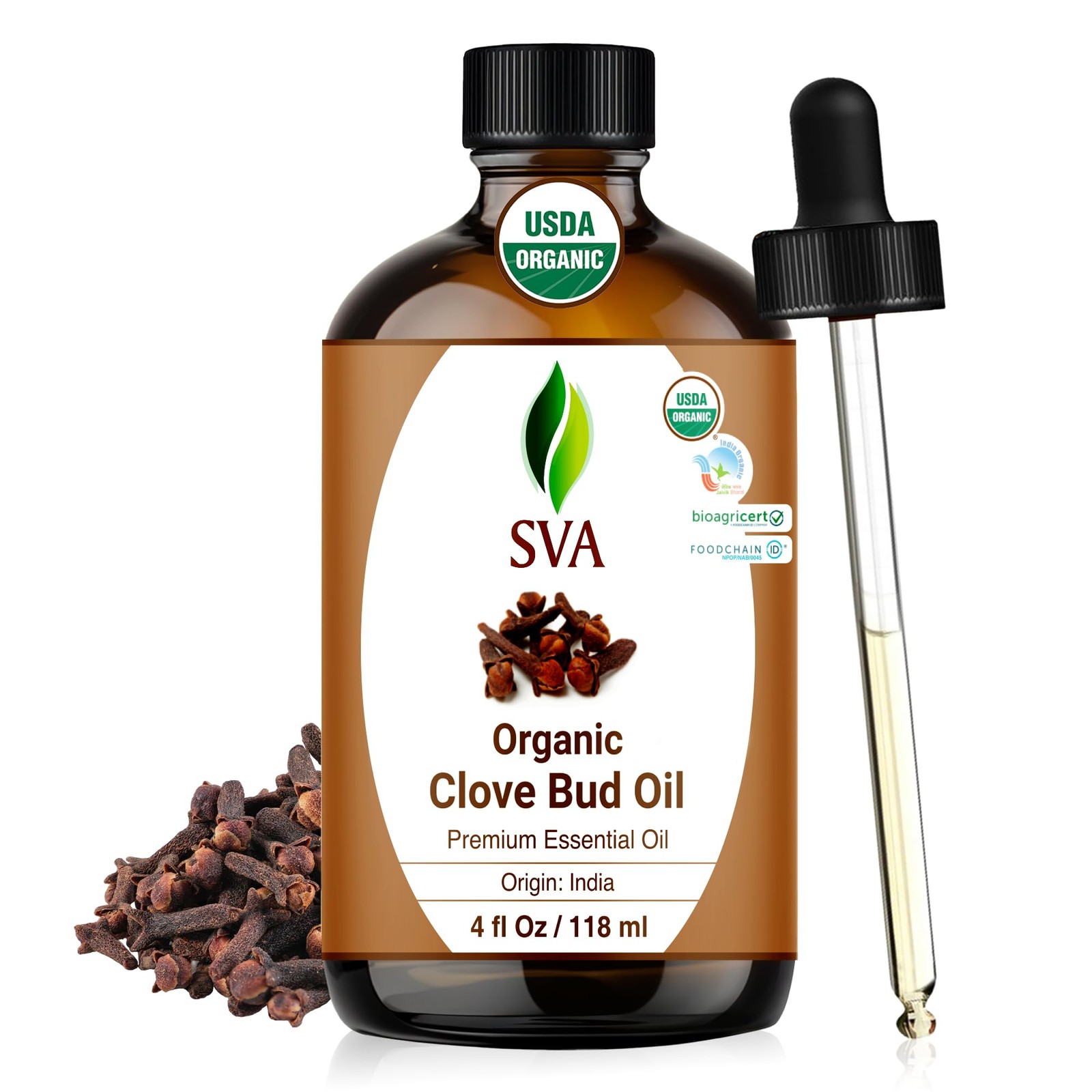 SVA Clove Essential Oil Organic – 4 Fl Oz – 100% Natural Organic Clove Oil - ...