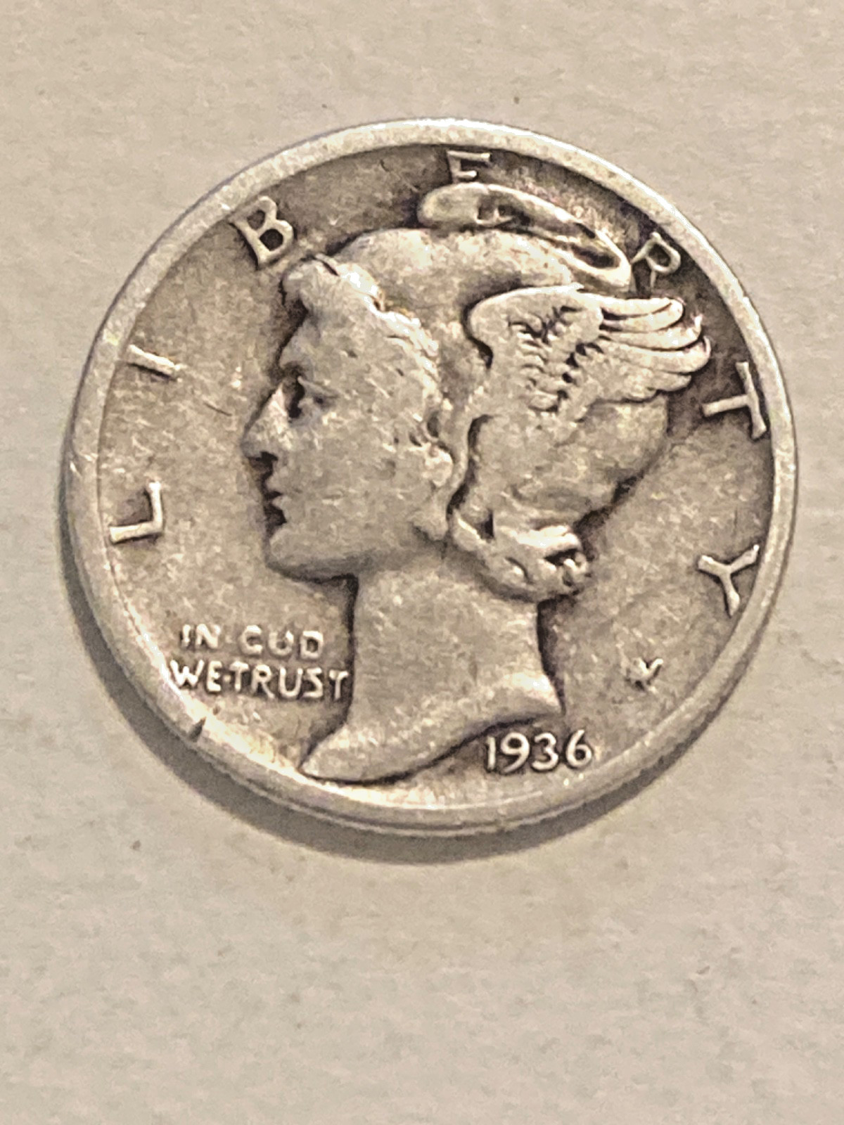 1936 D Silver Mercury Dime Nice