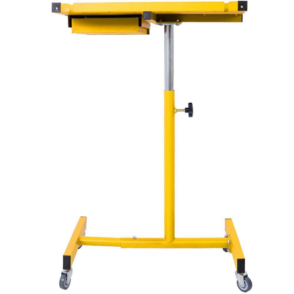 Adjustable Work Table w/Drawer Four 2.5" Swivel Casters and Rubber Bumper Corner