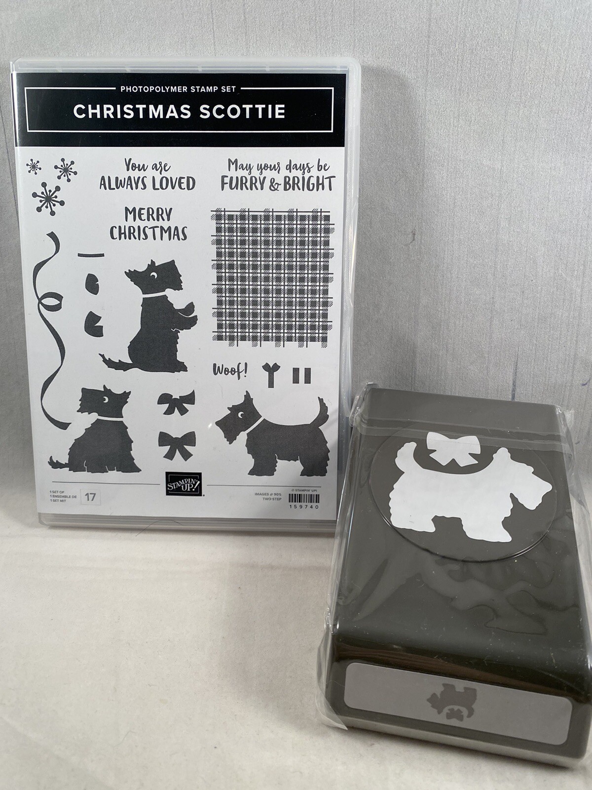 CHRISTMAS SCOTTIE Stamp Set & SCOTTIE DOG Punch Stampin Up Furry & Bright H22