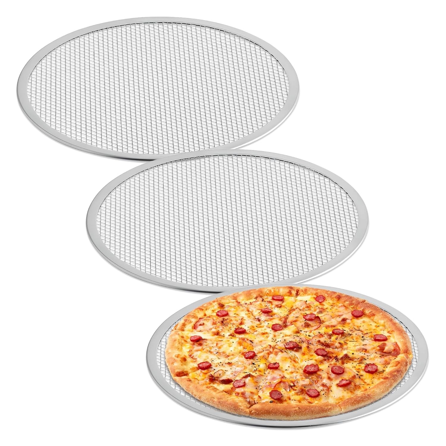 OCS Parts 14-Inch Aluminum Pizza Screens | 3-Pack