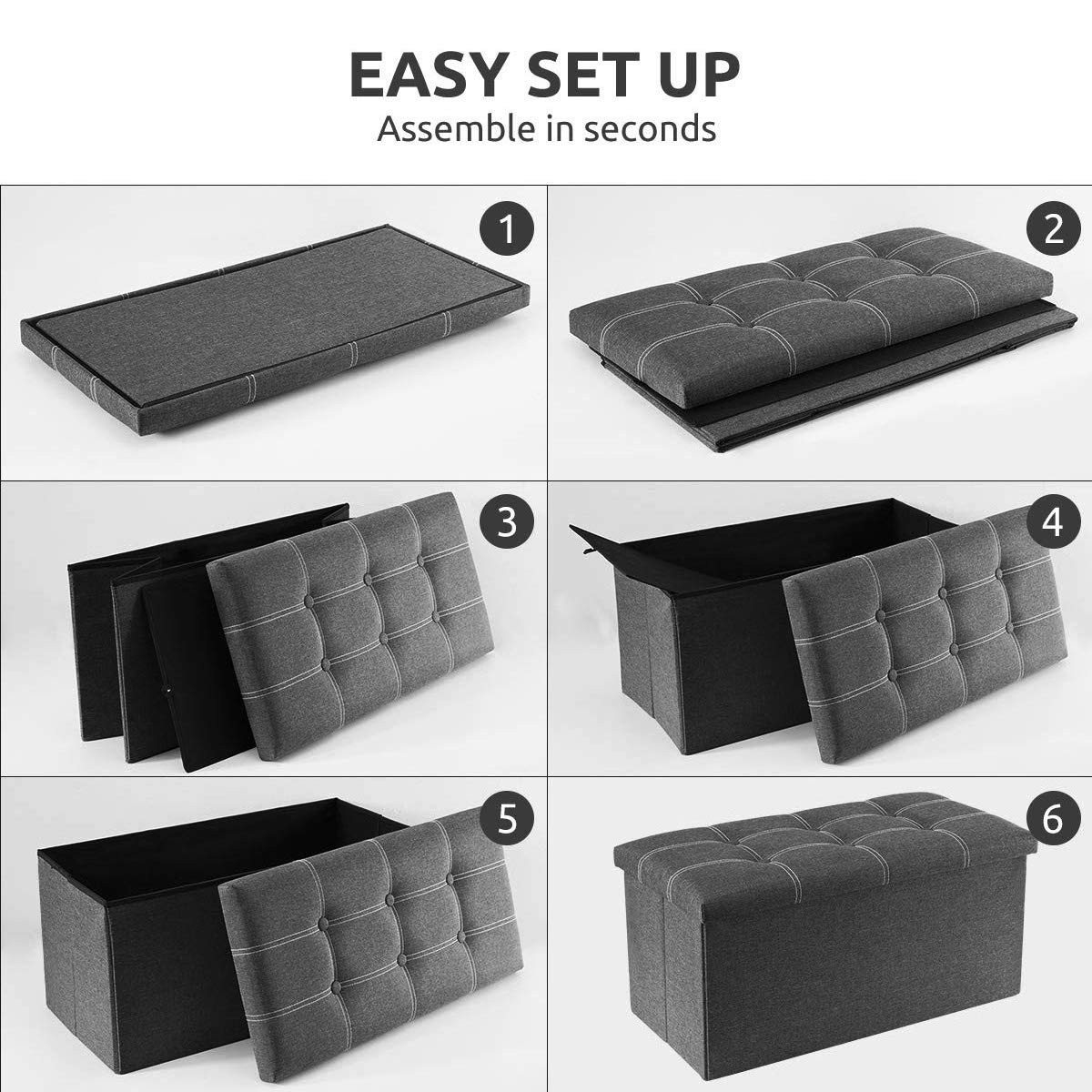 30 inches Folding Ottoman, Ottoman with Storage Footrest Seat Support 350lbs,...