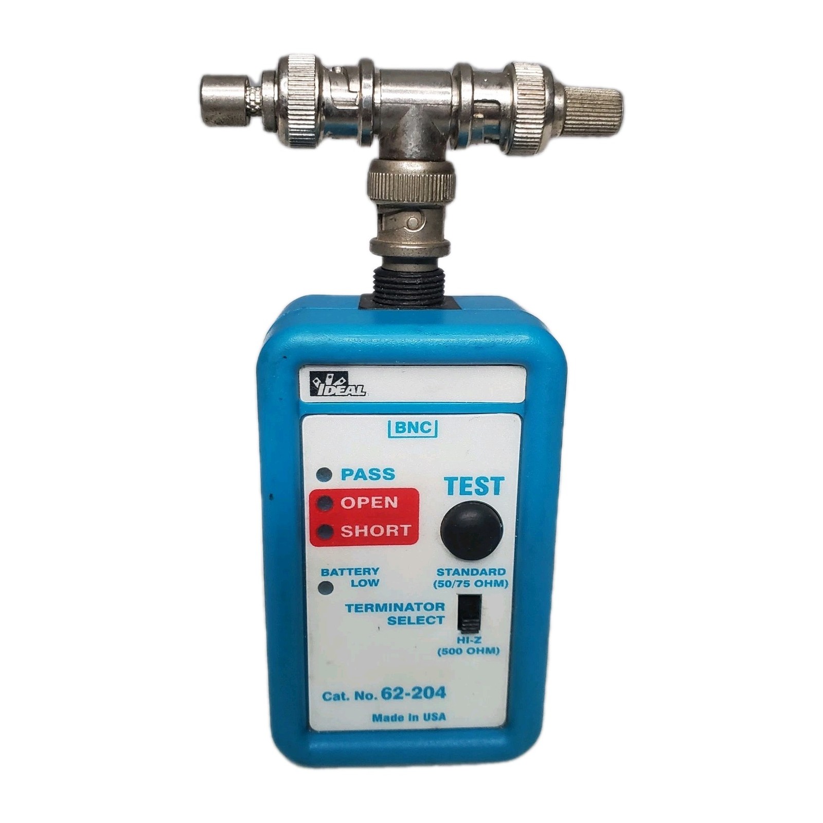Ideal Coax Mini Coaxial BNC Cable Tester Model 62-204 for BNC Cables Blue