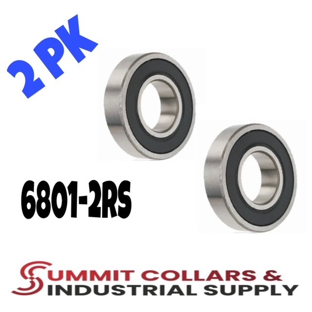 6801-2RS Premium Sealed Bearings,12x21x5mm, 61801 RS 6801-RS (2PK)