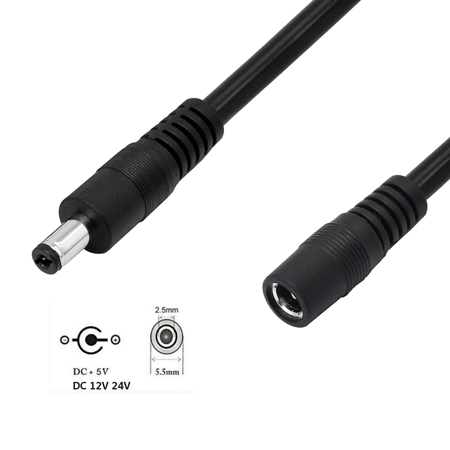 DC Power Supply Extension 5.5mm x 2.5mm Cable CCTV Extender Male to Female 18AWG