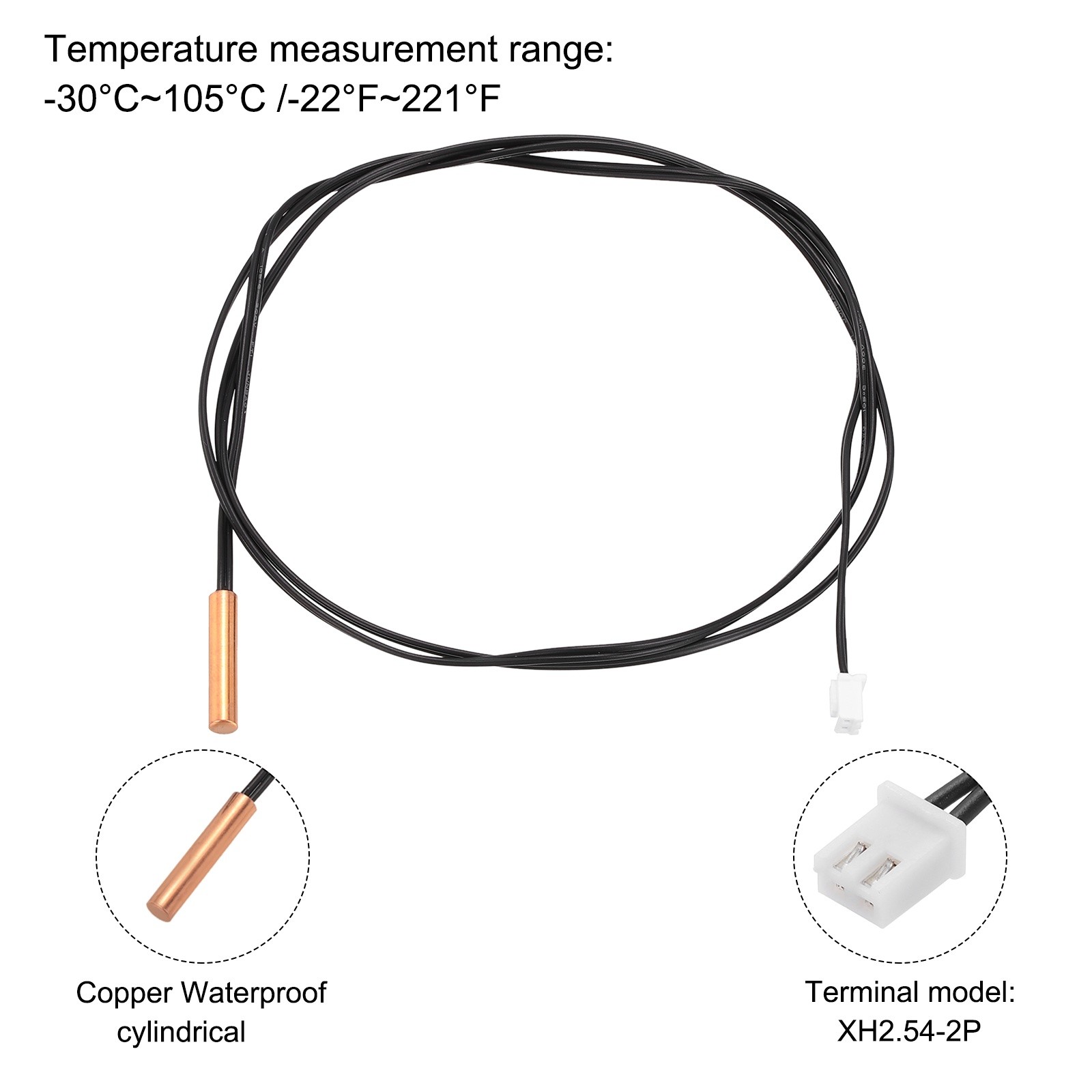 2Pcs 5K NTC Thermal Sensor Probe, 39.4" Cylindrical Sensitive Temp Sensor