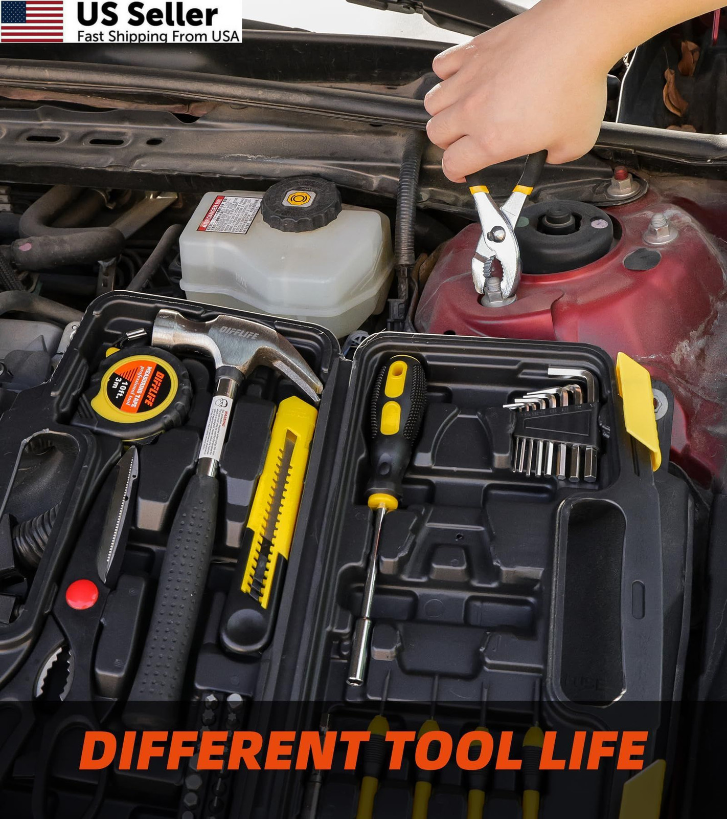 DIFFLIFE 40-Piece Tool Set - General Household Hand Kit with Plastic...